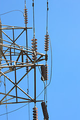 Image showing high voltage post against the blue sky