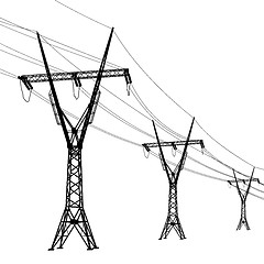 Image showing Silhouette of high voltage power lines. Vector  illustration.