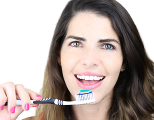 Image showing She's all about dental hygiene