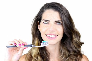 Image showing She's all about dental hygiene