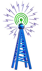 Image showing digital transmitter sends signals from high tower