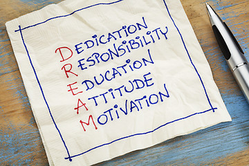 Image showing dream acronym on a napkin