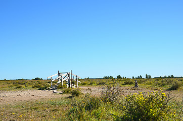 Image showing Stile in a plain landscape