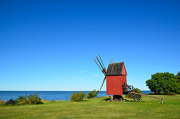 Image showing Coastal old windmill