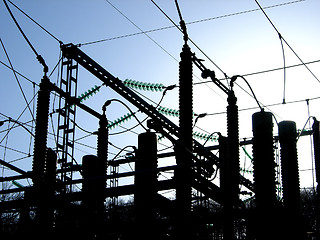 Image showing Silhouette of high voltage.