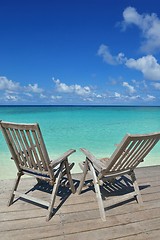 Image showing tropical beach chairs