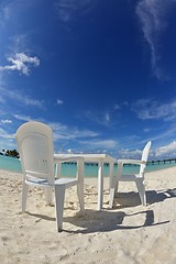 Image showing tropical beach chairs