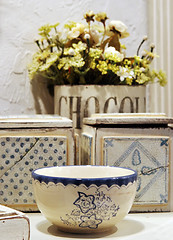 Image showing Blue and white pottery