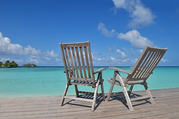 Image showing tropical beach chairs