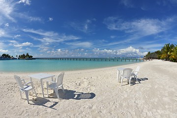 Image showing tropical beach chairs