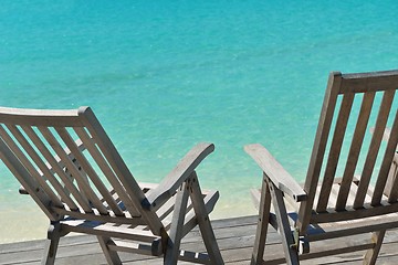 Image showing tropical beach chairs