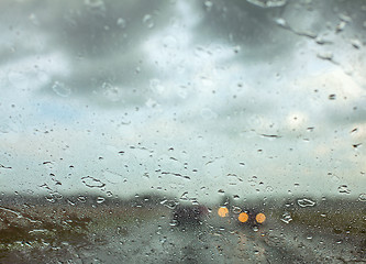 Image showing Water drops on a car window