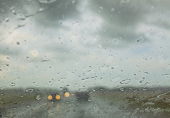 Image showing Water drops on a car window