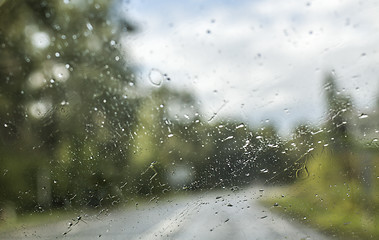 Image showing Water drops on a car window