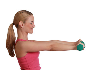 Image showing Woman with Dumbbells