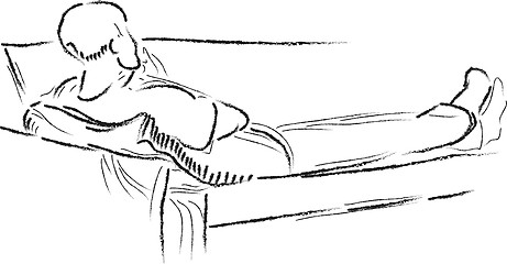 Image showing Sketch of a lying man