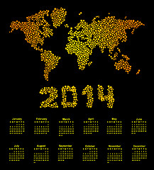 Image showing 2014 calendar world map