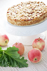 Image showing apple cake with rhubarb