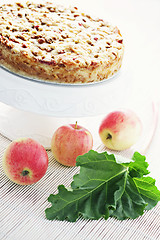 Image showing apple cake with rhubarb