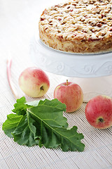 Image showing apple cake with rhubarb