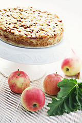 Image showing apple cake with rhubarb