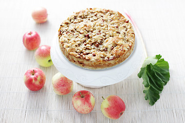 Image showing apple cake with rhubarb