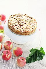 Image showing apple cake with rhubarb