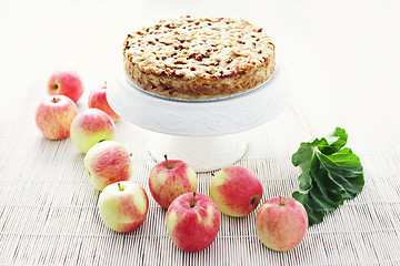 Image showing apple cake with rhubarb