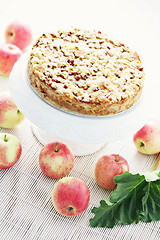 Image showing apple cake with rhubarb