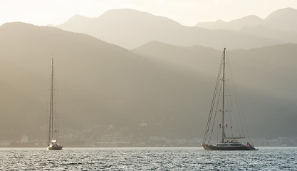 Image showing Sunset sailing