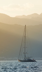 Image showing Sunset sailing