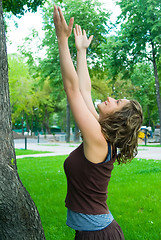 Image showing Young woman in park