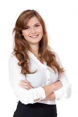 Image showing brunette woman is smiling portrait isolated