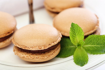 Image showing Almond cake with mint and dark chocolate.