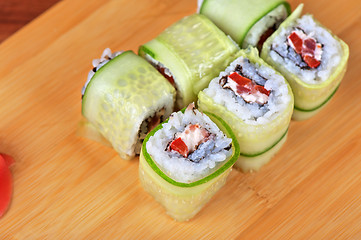 Image showing cucumber sushi rolls