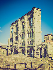 Image showing Retro look Roman Theatre Aosta