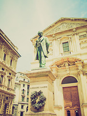 Image showing Retro look Manzoni statue, Milan