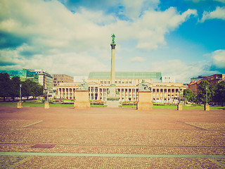 Image showing Retro look Schlossplatz (Castle square) Stuttgart