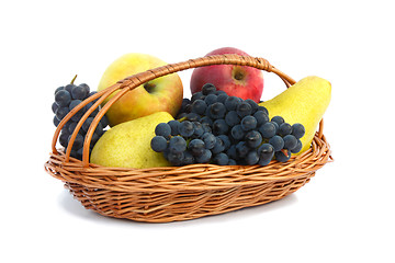 Image showing Fruit in a basket on a white background.