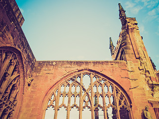 Image showing Retro look Coventry Cathedral ruins