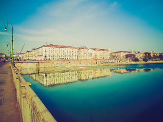 Image showing Retro look River Po, Turin