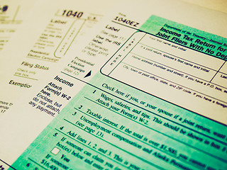 Image showing Retro look Tax forms