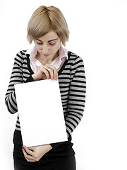 Image showing Woman holding a paper