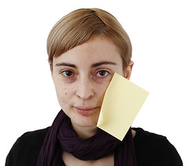 Image showing Woman and post it