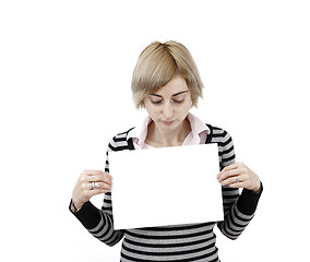 Image showing Woman holding a paper