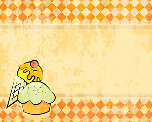 Image showing Vector grunge checkered background with dessert