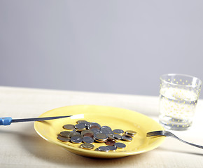 Image showing Euro coins in a plate