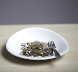 Image showing Coins on a plate