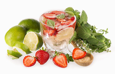 Image showing mojito strawberry cocktails on a white background