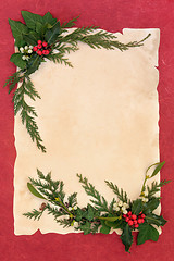 Image showing Holly and Mistletoe Border